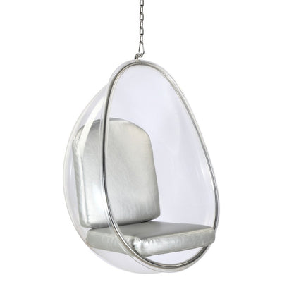 Modern Contemporary Accent Hanging Swing Chair Silver