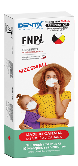 White N95 Masks - Size Small (Dent-X Canada FN-N95-510 Small Model - Box of  10 Disposable Masks)