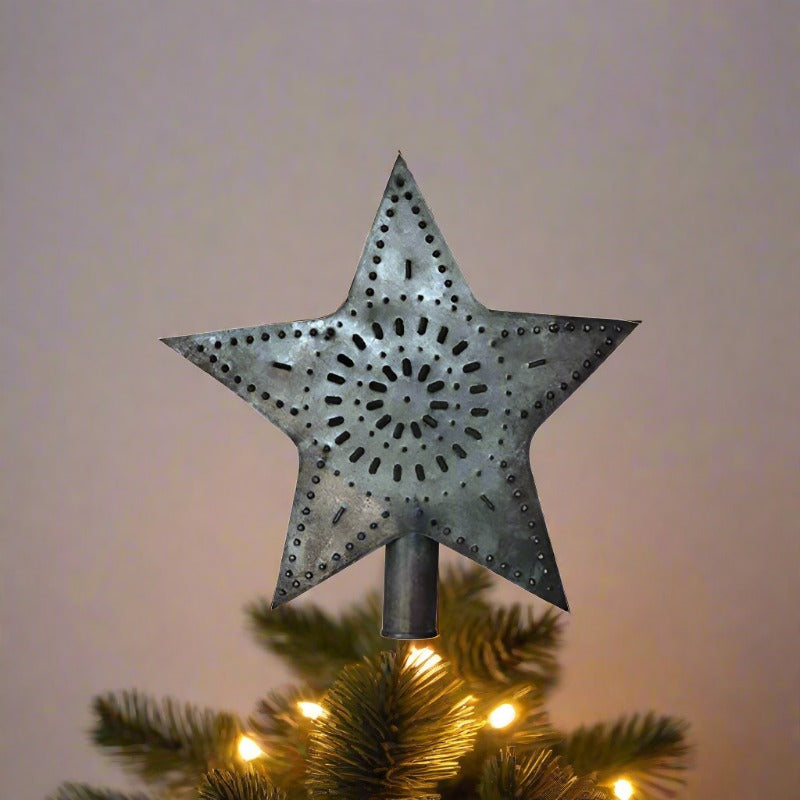 Small Punched Tin Star Christmas Tree Topper