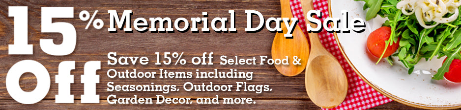 memorial day sale save 15% off select food and outdoor items