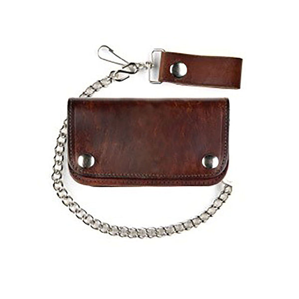 Antique Brown Leather Biker Wallet with Chain LW-412-PLAIN | Buffalo ...