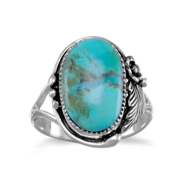 Oval Turquoise Floral Ring 83156 | Buffalo Trader Online
