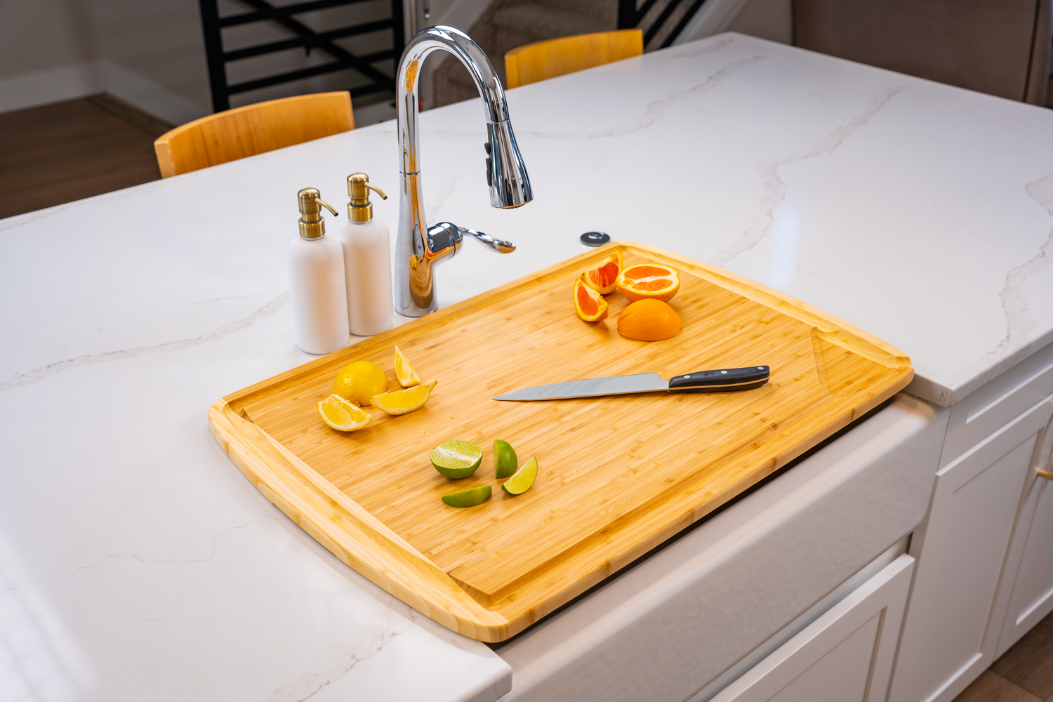 Natural Bamboo Cutting Board for Kitchen Stovetop and Countertop