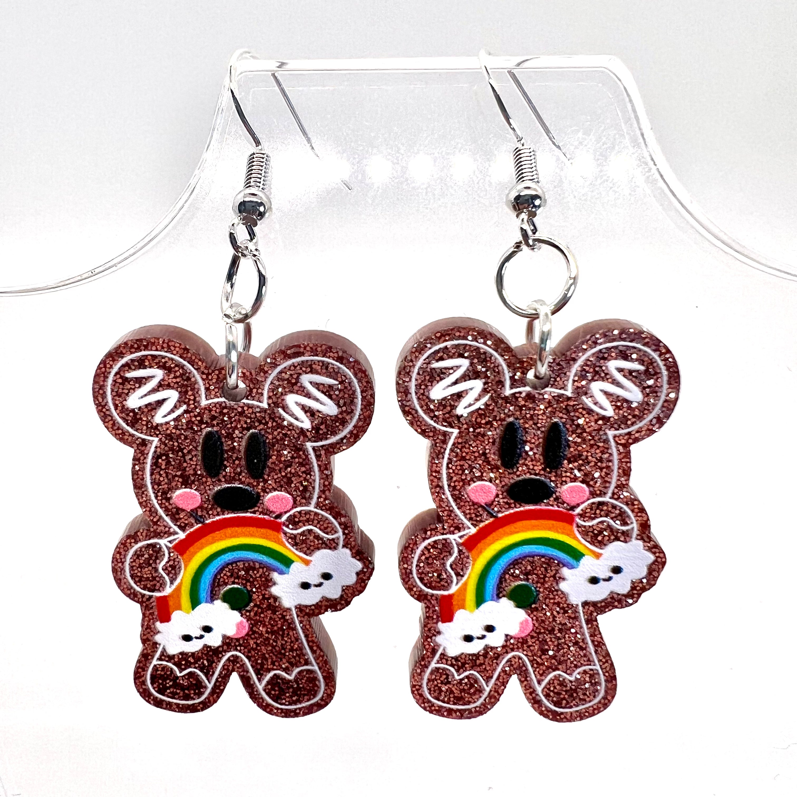 Mickey Rainbow Gingerbread Man Earrings