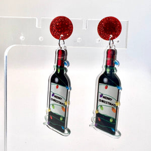 Christmas Wine Bottle Earrings - Kylie Wylie Customs