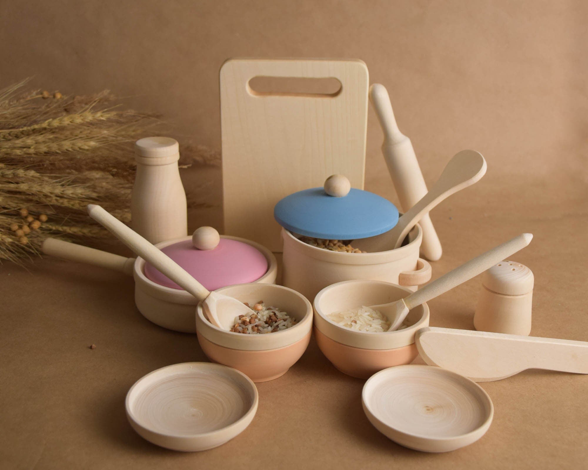 wooden play dishes