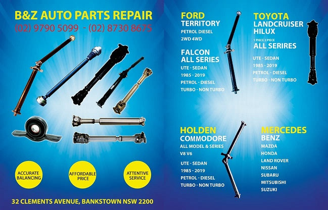 Tailshafts and more! Including New Flanges, Weld Yokes, CV, Center Bearing, and Double Cardan Joints.