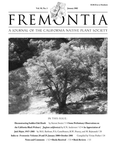 Fremontia Vol 30 No 1 California Native Plant Society