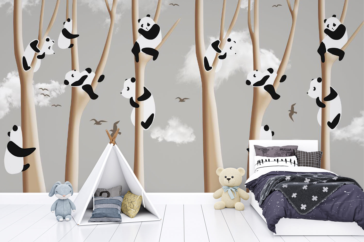 Papier peint chambre enfant  Pandas trop mignons – LePapierPeint