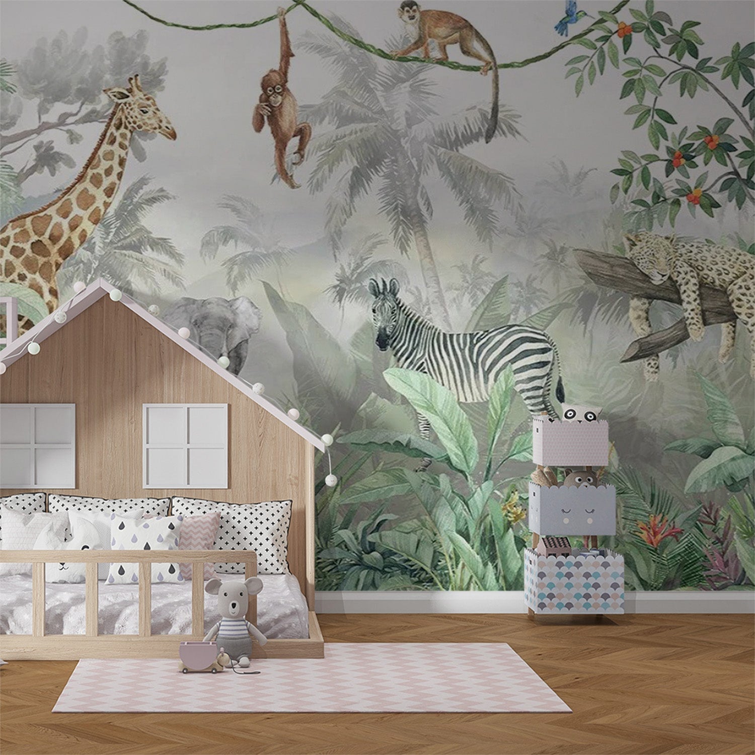 papier peint animaux de la jungle pour chambre d'enfant