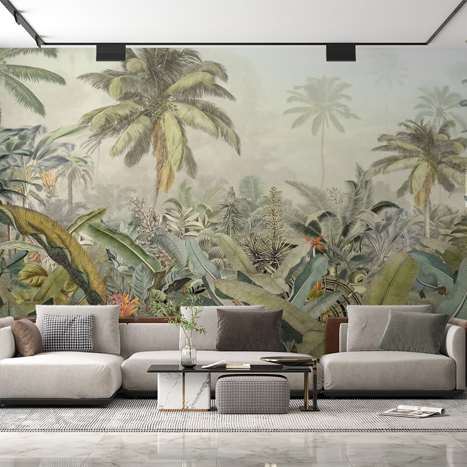 papier peint jungle tropical avec palmiers pour chambre ou salon