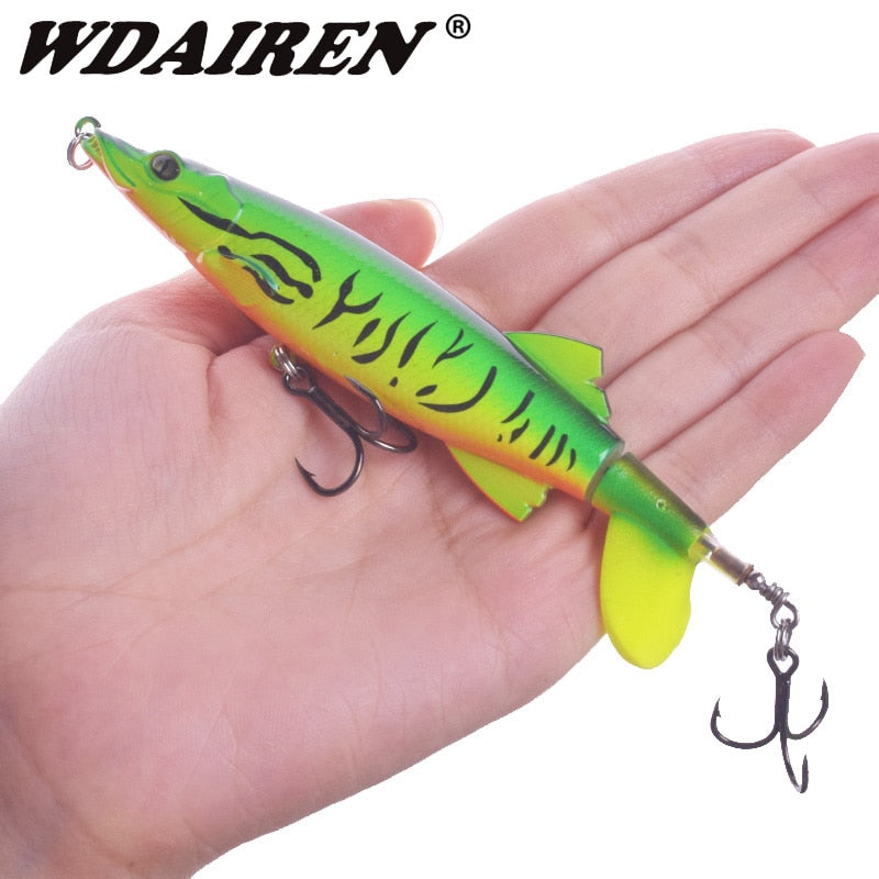 WDAIREN 13cm 16g With Propeller Topwater Fishing Lure Artificial Bait Hard Plopper Soft Rotating Tail Fishing Tackle Geer