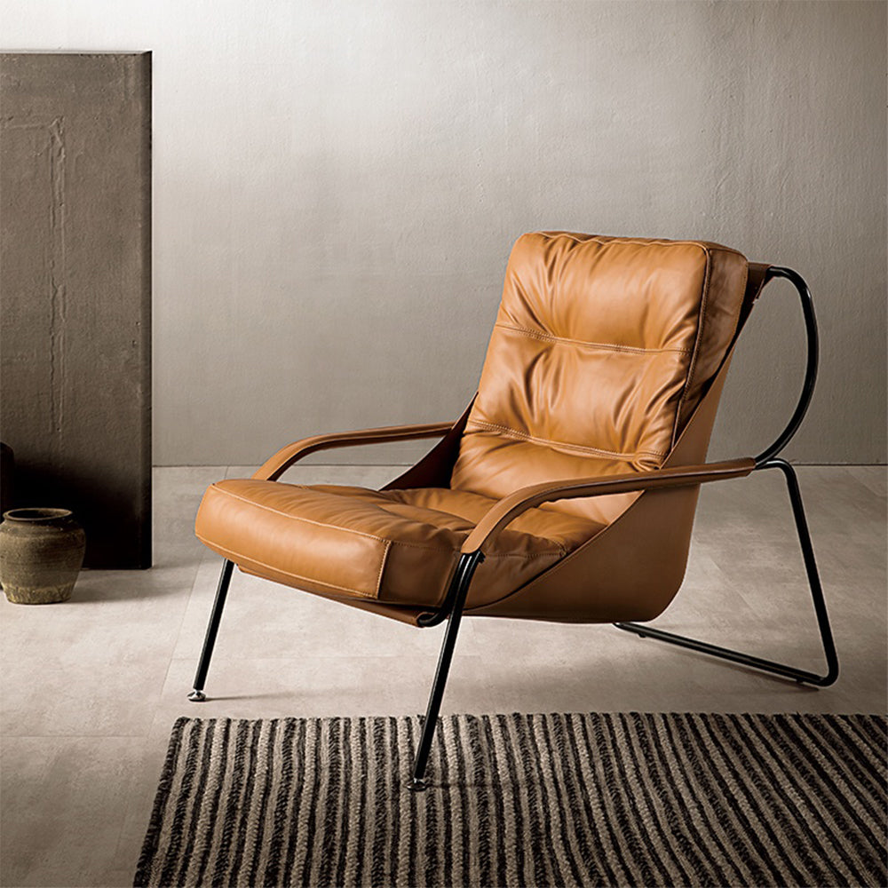 saddle leather accent chair