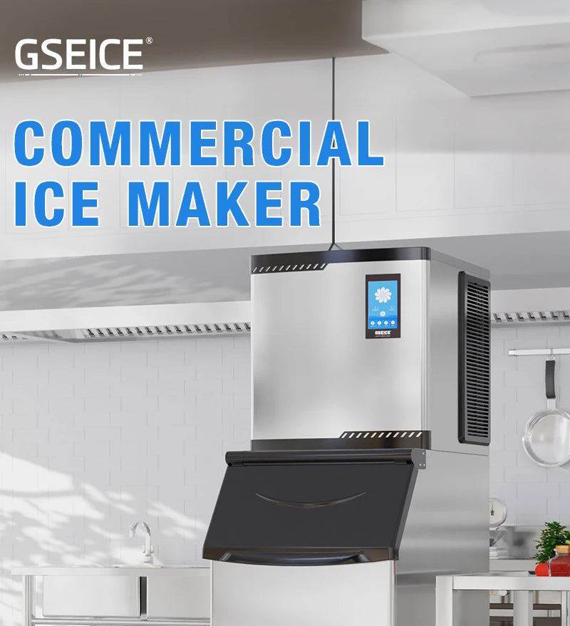 GSEICE Commercial Ice Maker Machine, 110V 350LBS/24H 320LBS Large Stor