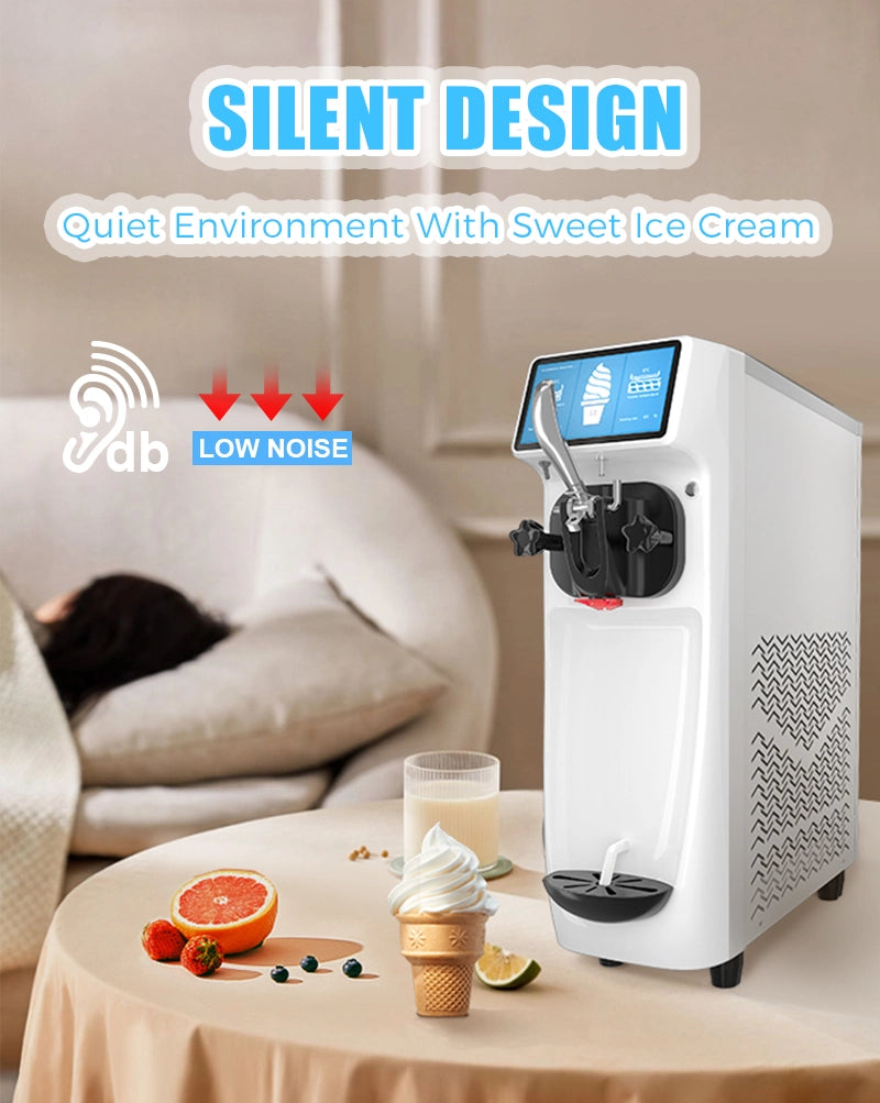 GSEICE Commercial Ice Cream Maker Mchine, 7 Inch LCD Touch Screen 4.2 to  4.7 Gal/H Soft Serve Machine with Pre-cooling frequency conversion, Soft