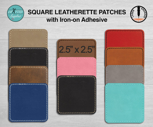 Laserable Leatherette Rectangle Patch with Adhesive, 3.5 x 2.5, Pack of 5