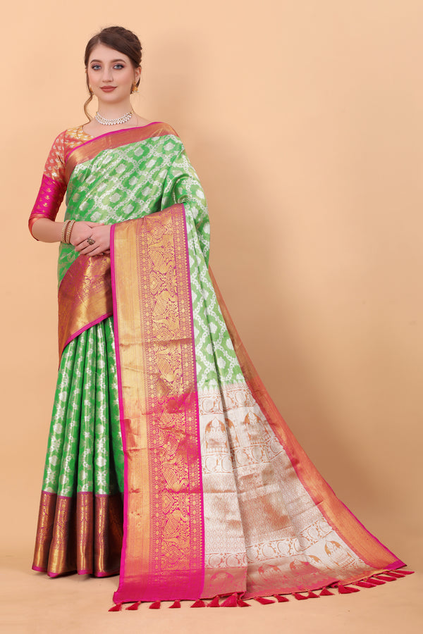 Designer Organic Silk Chiffon Blouse With Party Wear Saree - 548068