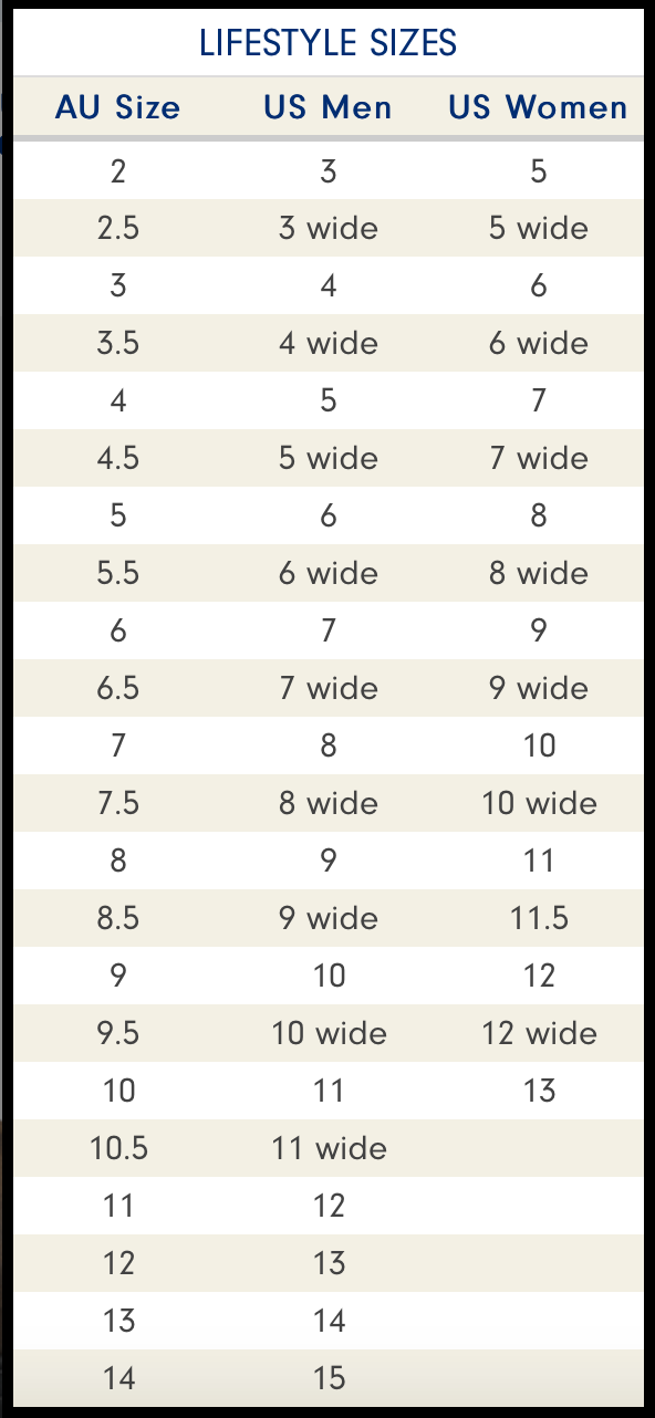 Size Chart Blundstone