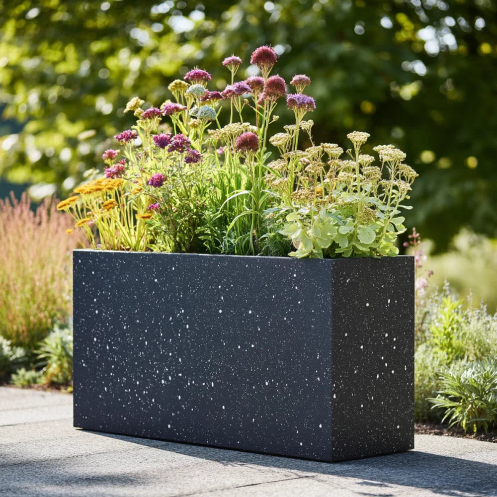 90cm Zinc Galvanised Blackstone Effect 60cm Tall Trough Planter