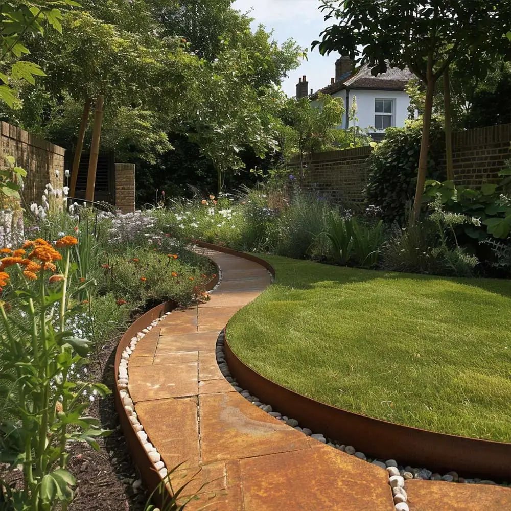 5m(l) x 7.5cm(h) Corten Steel Lawn Edging