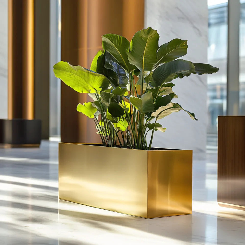 100cm Zinc Galvanised Gold Trough Planter