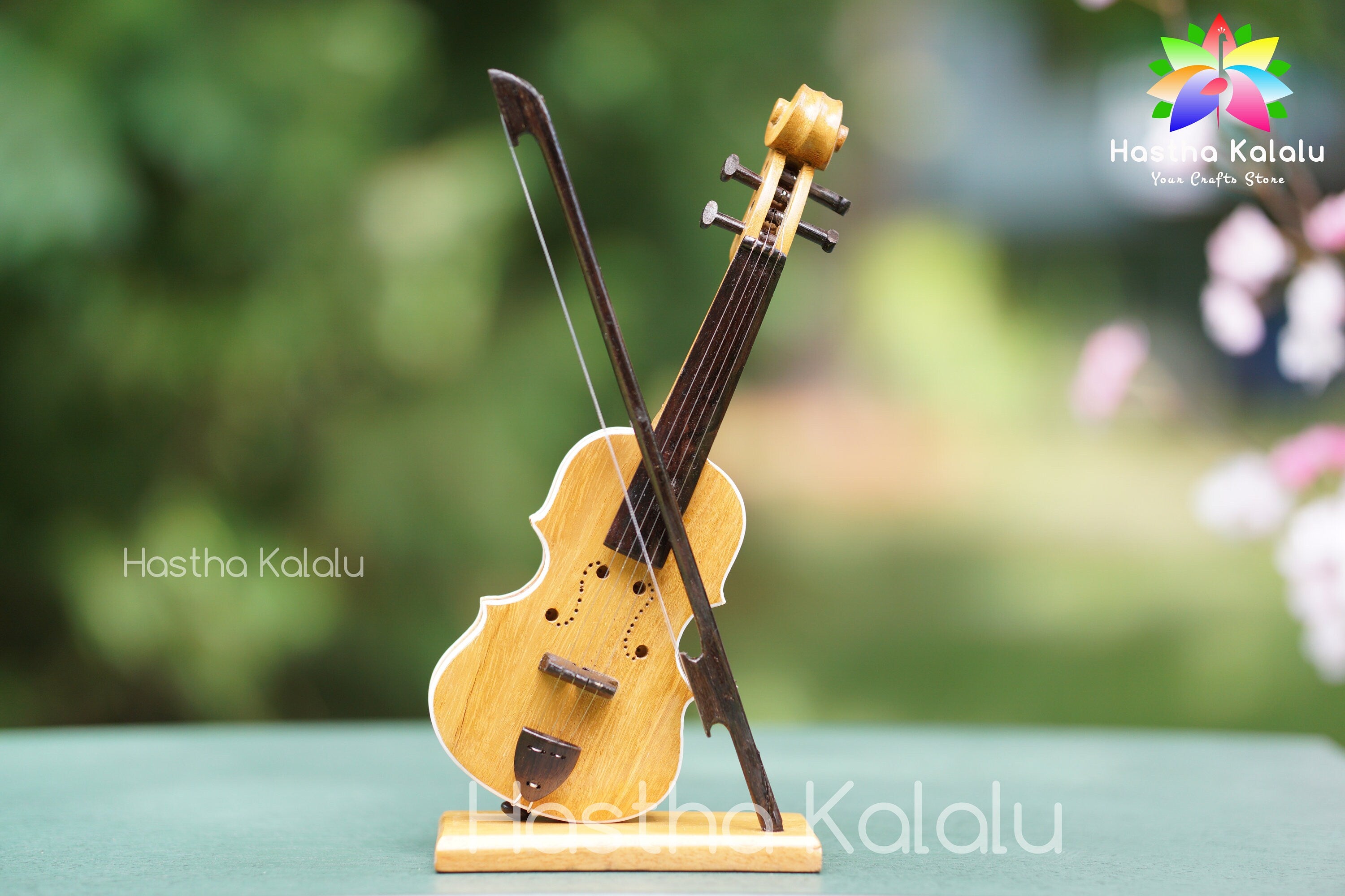 Pièce maîtresse de violon Bobbili en bois faite à la main