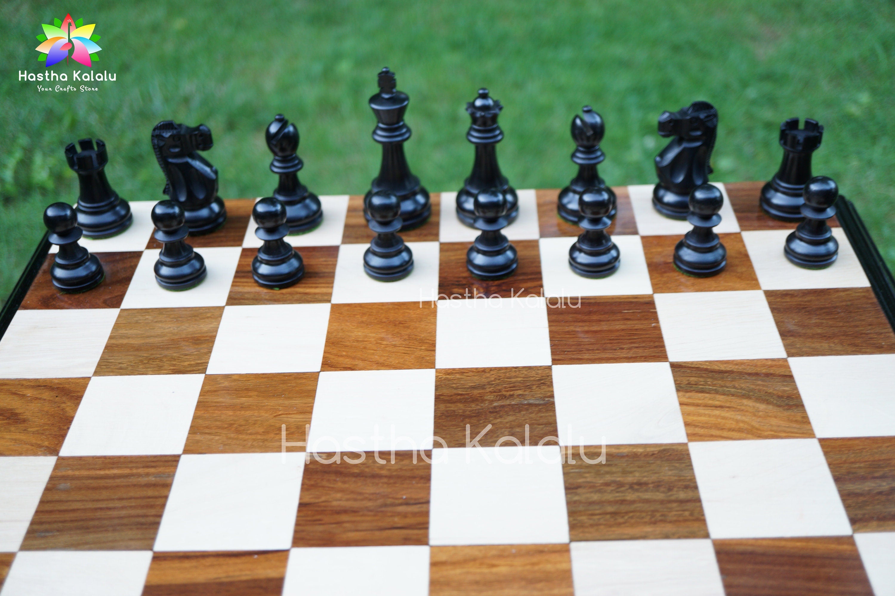 Old English Chess Pieces in Ebonised Wood King Height -  Norway