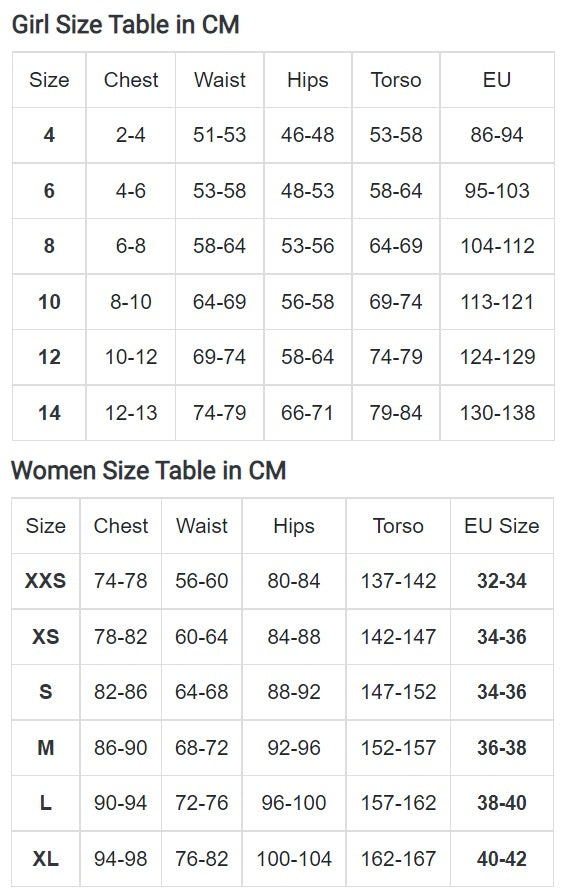 Lulli Female Size Chart – Pure Dance