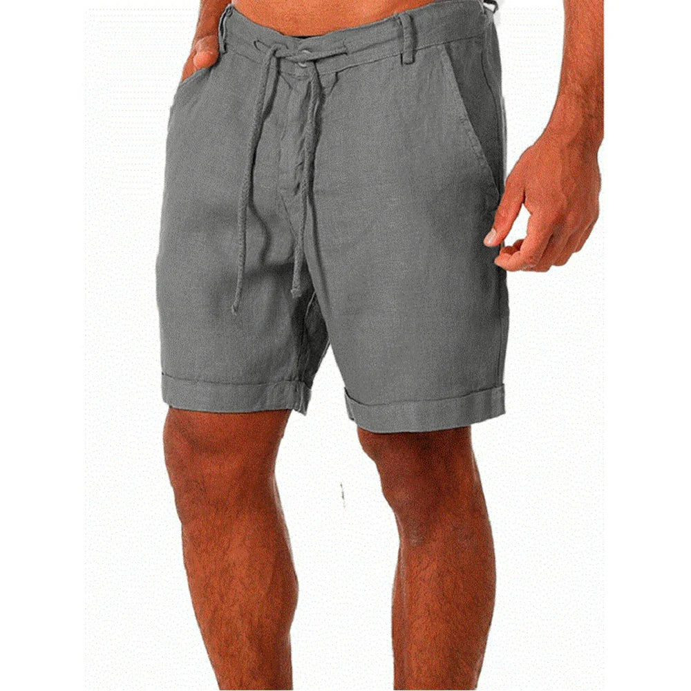 Lightweight Breathable Cotton Linen Summer Shorts for Men, Relaxed Fit Casual Beach Wear