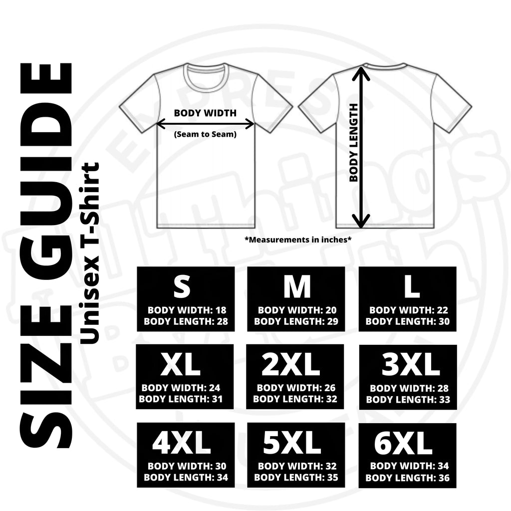 Christian Unisex T Shirt-Size Guide