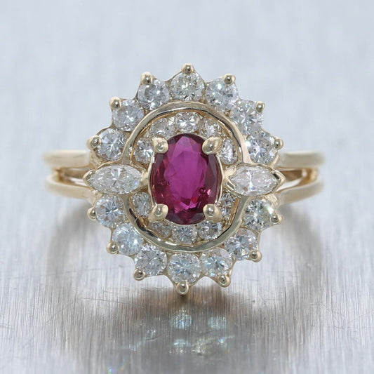 1880's Antique Victorian 14k Yellow Gold Enamel Amethyst & 2ctw