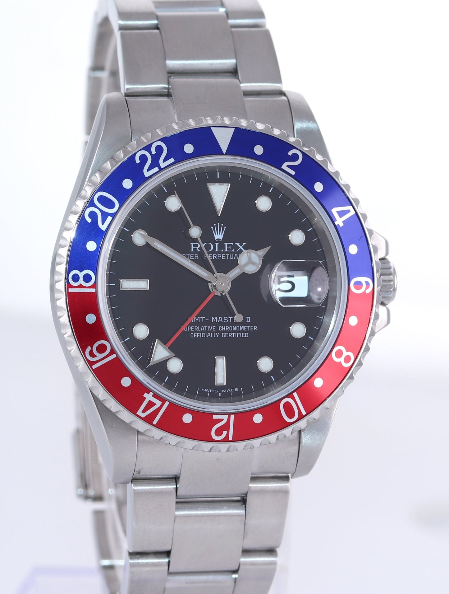 2007 Rolex GMT-Master 2 Pepsi 40mm Steel 16710 NO HOLES Black Watch Box