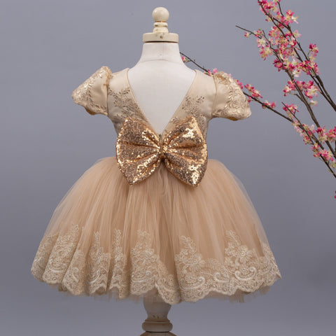 Tisha Dress (Gold)  Gold dress, Beautiful dresses, Baby gowns girl