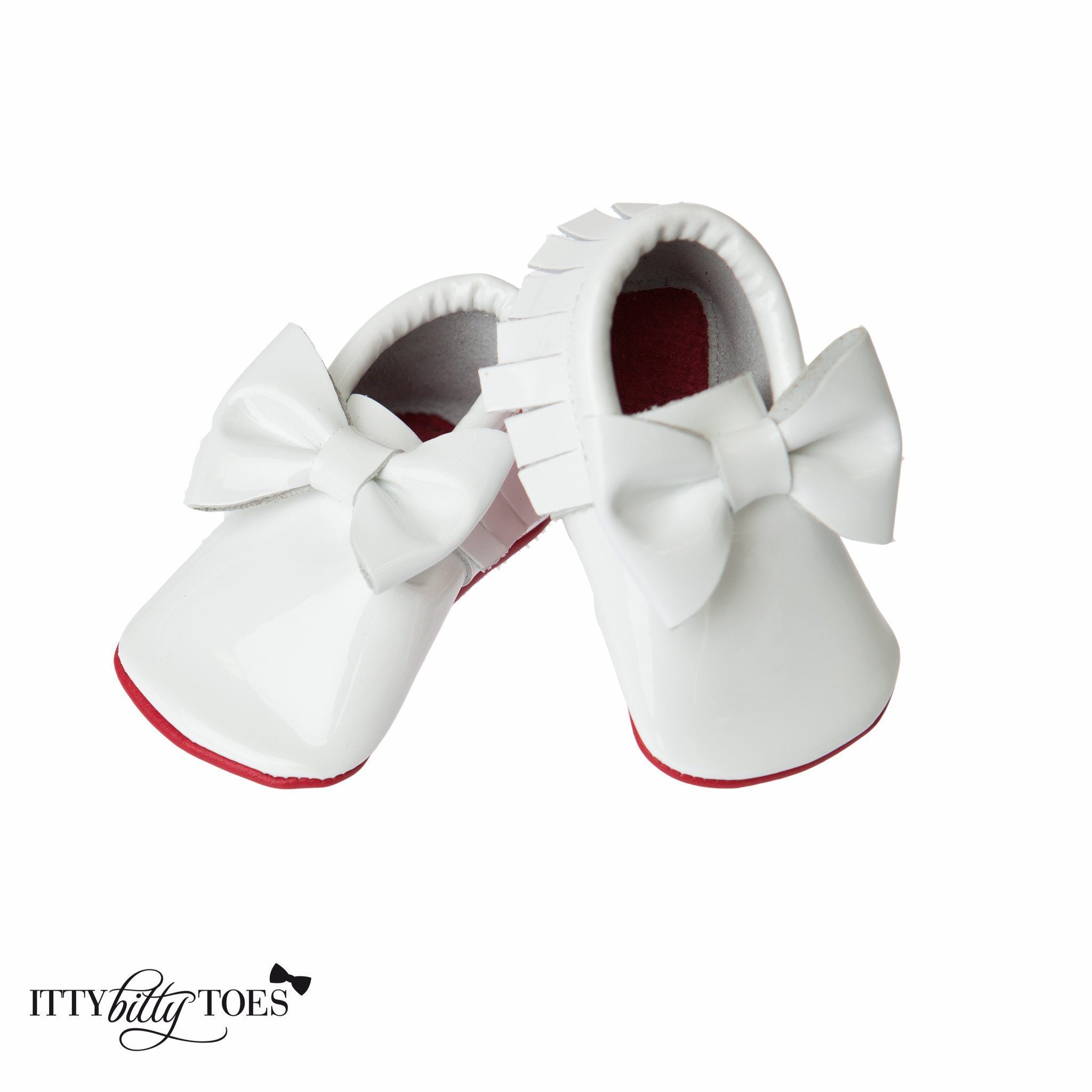 Moccasins (Nude Bow & Red Bottoms) - Children's Boutique Clothing – Itty  Bitty Toes