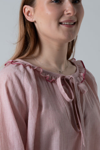 Arnside blouse in raspberry stripe