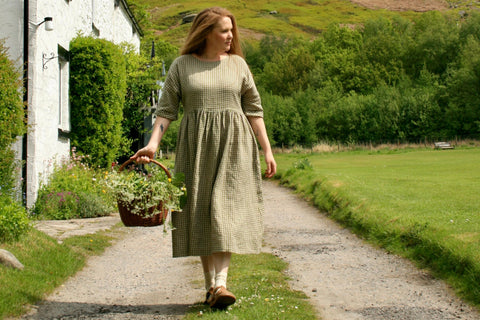 Withnell  Helen linen dress with gathered skirt. Withnell slow fashion.