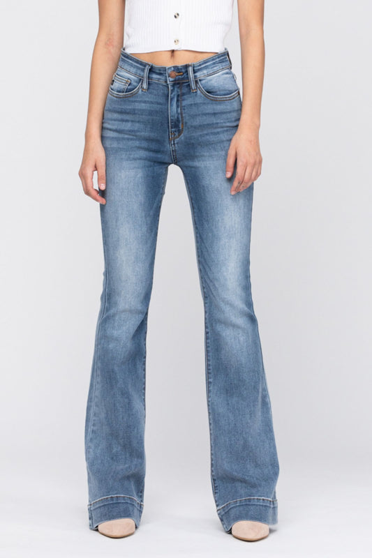 Judy Blue hi-waisted slim bootcut jeans with slit hem