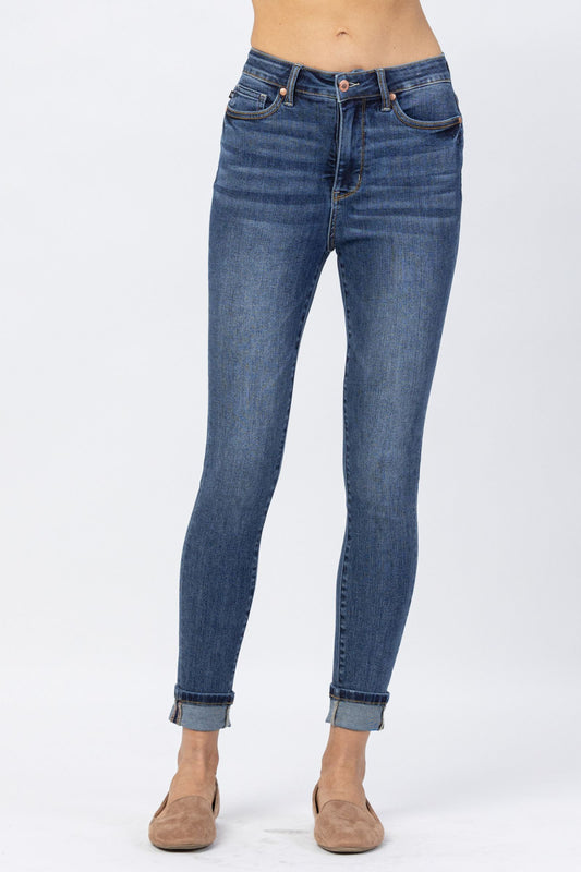 Judy Blue High waist pull on double-cuff slim jeans