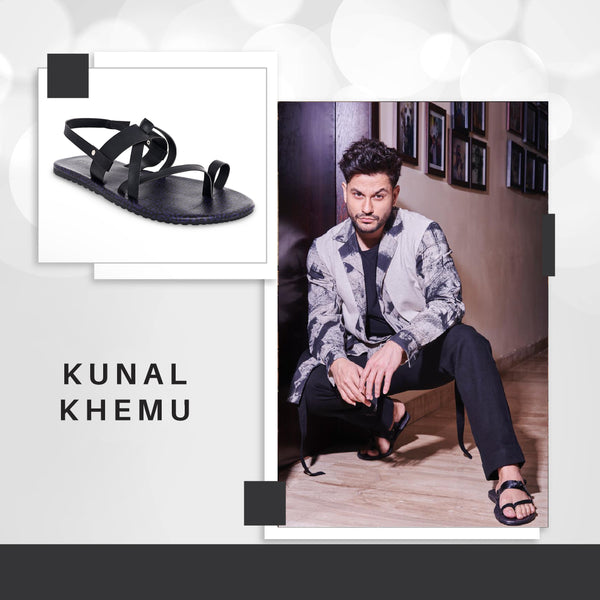 Kunal Khemu in comfortable designer slip on Kanvas Men chappals