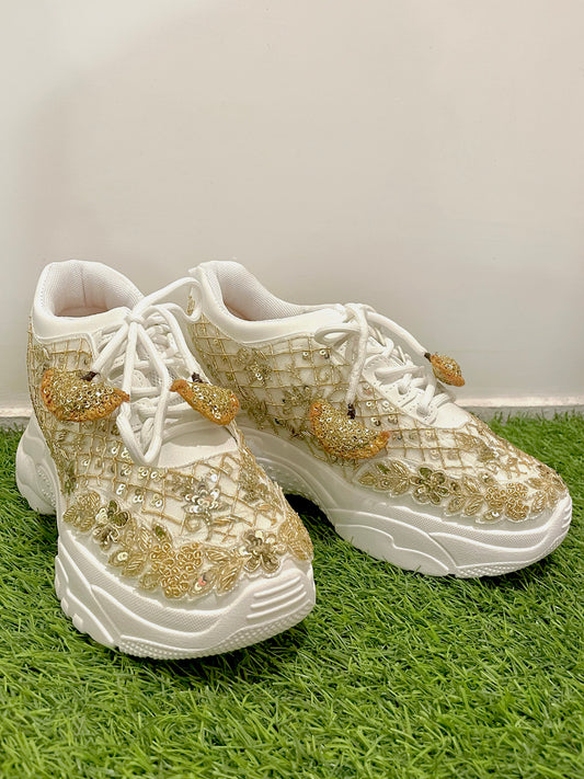 Kanvas Ethnic Festive Classic Gold Custom-made Kanvas Sneakers