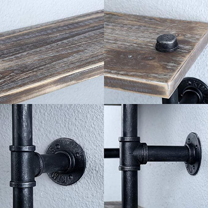 Pipe Shelves - [3 Tier - 36in] - [Rustic Style 2]  Industrial Pipe Shelving, Industrial Floating Shelves