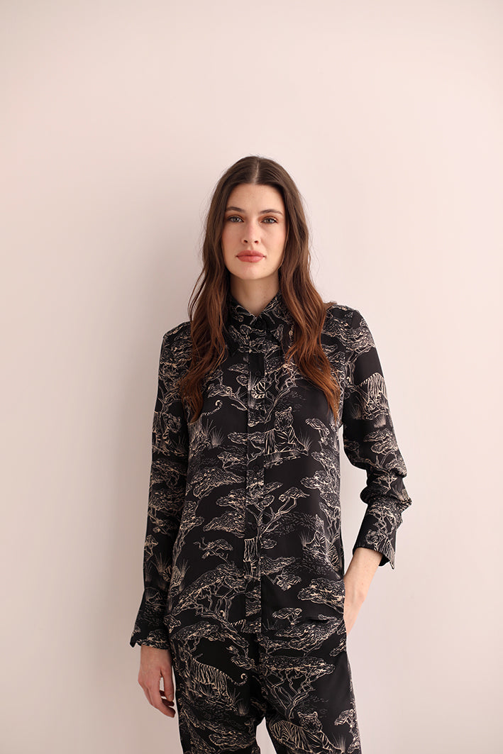 Silk Shirt Safari Black - lassurenas product image