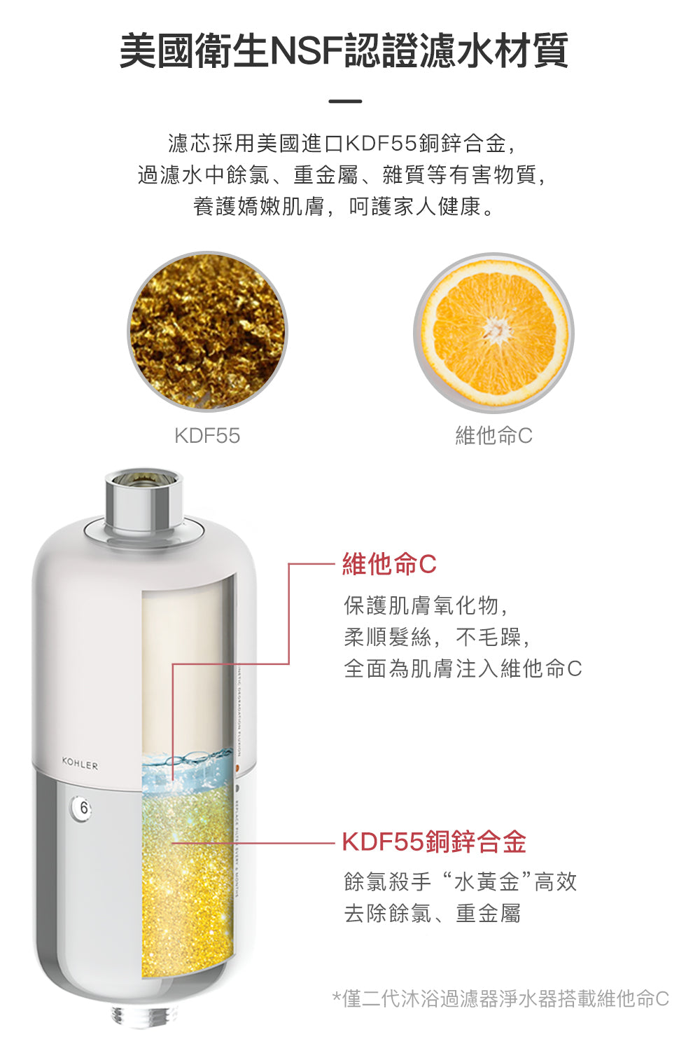 Exhale 2.0 沐浴軟水過濾器｜K-R21812T｜沐浴軟水過濾器濾芯｜保護頭髮和皮膚免受餘氯和重金屬的影響，改善皮膚狀況或問題｜台南衛浴 設計師推薦-龍百KOHLER