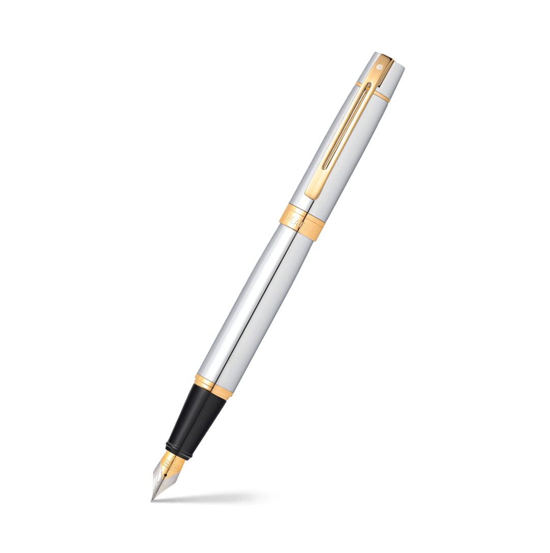 Sheaffer® 300 Chrome with Gold Trims Fountain Pen - Medium