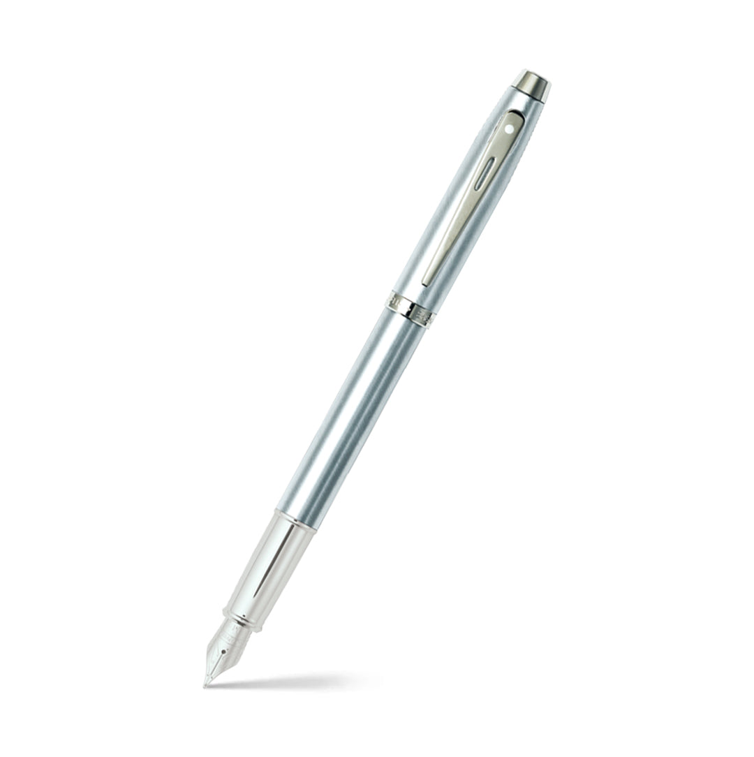 Sheaffer® 100 BRUSHED CHROME WITH Shiny Chrome TRIM Fountain Pen - Medium