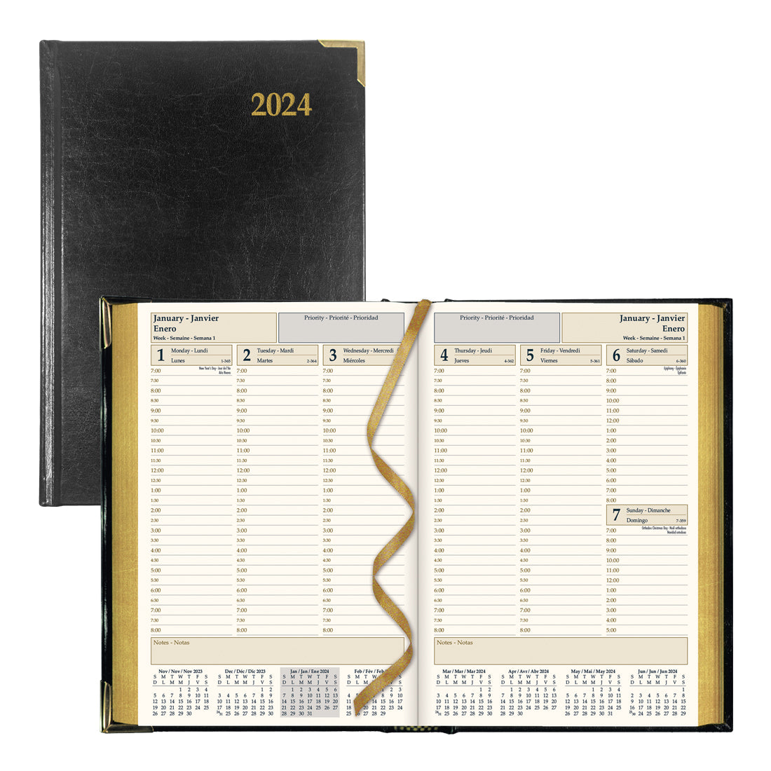 Mini calendrier hebdomadaire 2024 - Sunday Black Gold Acheter ? Simplement  en ligne 