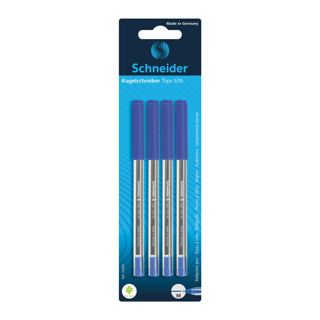 Boite de 10 stylos Schneider Tops 505M-Bleu