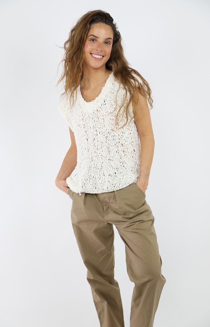 Buy Brown cotton twill pants designs for ladies in India | Priya Chaudhary