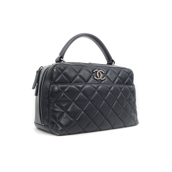 Chanel Beige Quilted Lambskin CC Trendy Bowling Bag