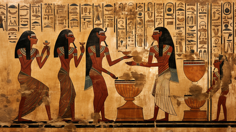 Illustration de hyéroglyphe représentant l'utilisation d'huiles